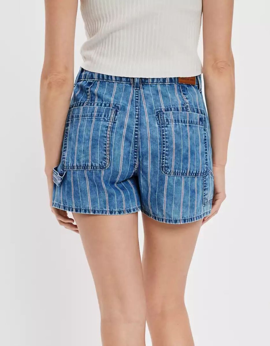 Shorts American Eagle AE Denim Highest Taille '90s Boyfriend Indigo Stripes Femme | ULD-98267945